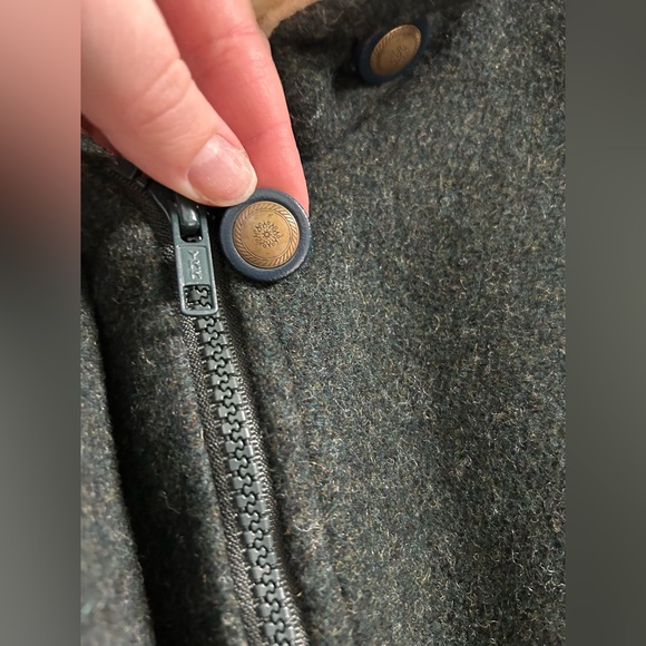 Vintage Talbots beautiful wool shearling coat green unique zip up - Picture 7 of 8